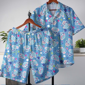 Wooper Hawaiian Shirt, Tropical Button Up Shirt, Funny Summer Shorts and Set, Matching Summer Outfit, Wooper Shirt Gifts