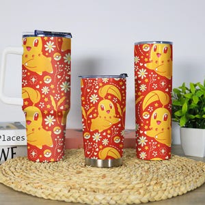 Chikorita Tumbler Home Decor 40oz Tumbler With Handle Skinny Tumbler With Lid Stainless Steel Tumbler Travel Mug Chikorita Tumbler Gifts