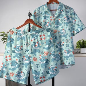 Popplio Hawaiian Shirt Tropical Button Up Shirt Summer Hawaiian Short Tropical Hawaii Set Popplio Shirt Gifts
