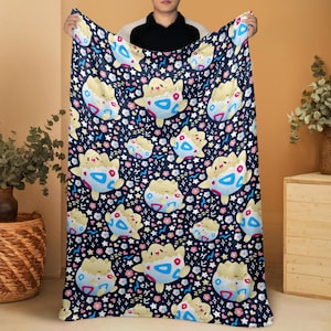 Togepi fleecedeken, schattige kawaii deken voor kinderen en volwassenen, zacht, gezellig katoenen beddengoed, woondecoratiecadeau, Togepi dekencadeaus