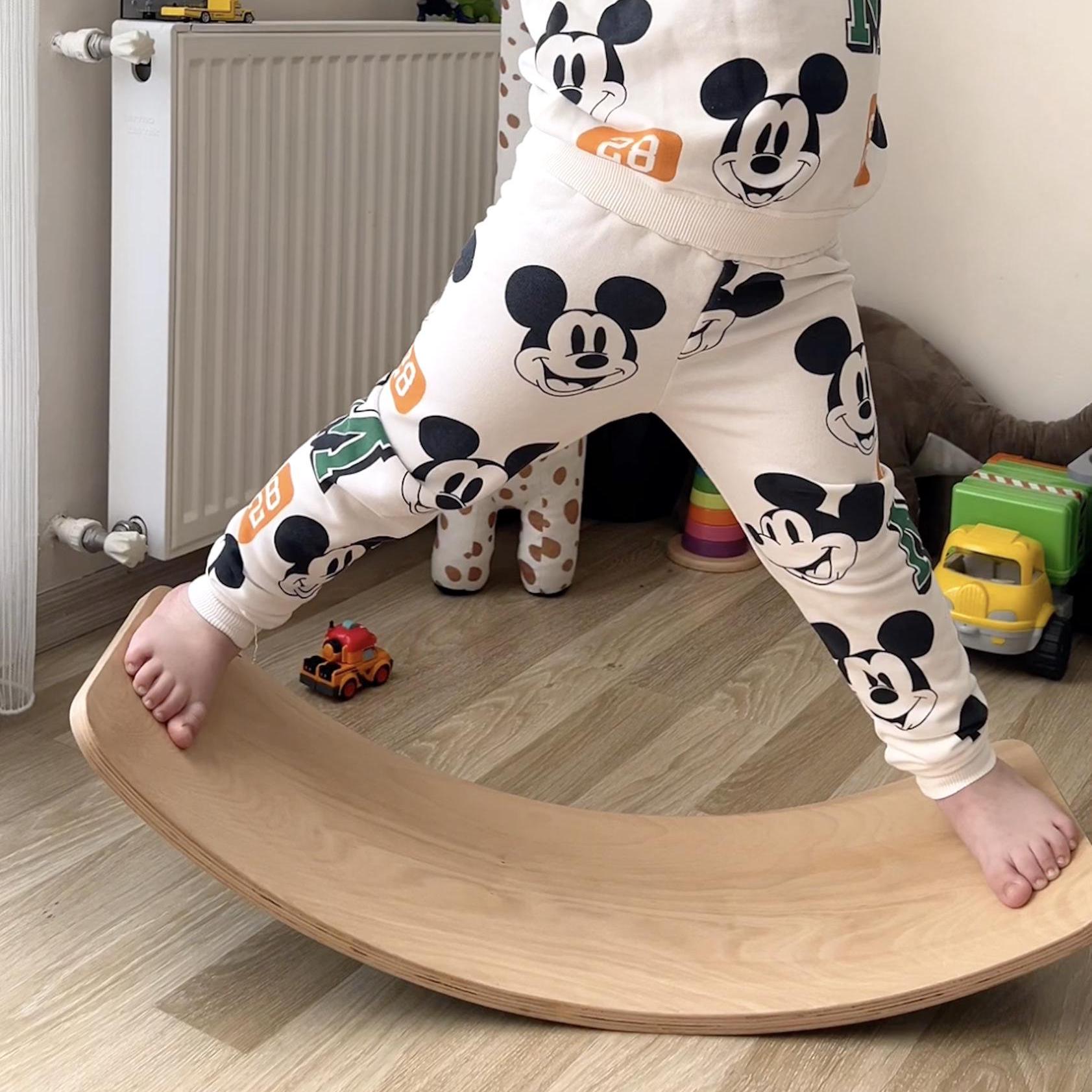Tavola Di Equilibrio In Legno Per Bambini - Gioco Montessori, Portata 80 Kg, Con Tappetino Antiscivolo