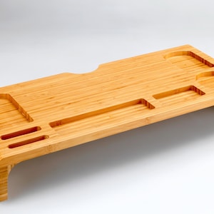 Bamboo Monitor Stand with Cup Holder: Ergonomic Desk Organizer for kids room