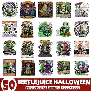 Show Time Png Bundle, 50 PNG Never Trust The Living, Beetlejuice  Png Bundle, Killer Movie Png, Horror Character Png, Spooky Season Png