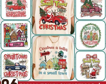Custom Zipcode Png Bundle, 6 PNG Merry Christmas, Small Town Png Bundle, Vintage Truck Png, Coquette Xmas Png, Holiday Png