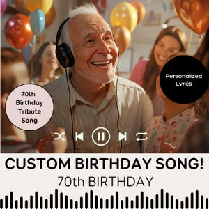 Canción de cumpleaños número 70 personalizada para esposo, papá o abuelo / Regalo personalizado con letras personalizadas / Regalo único de cumpleaños número 70 / Homenaje significativo