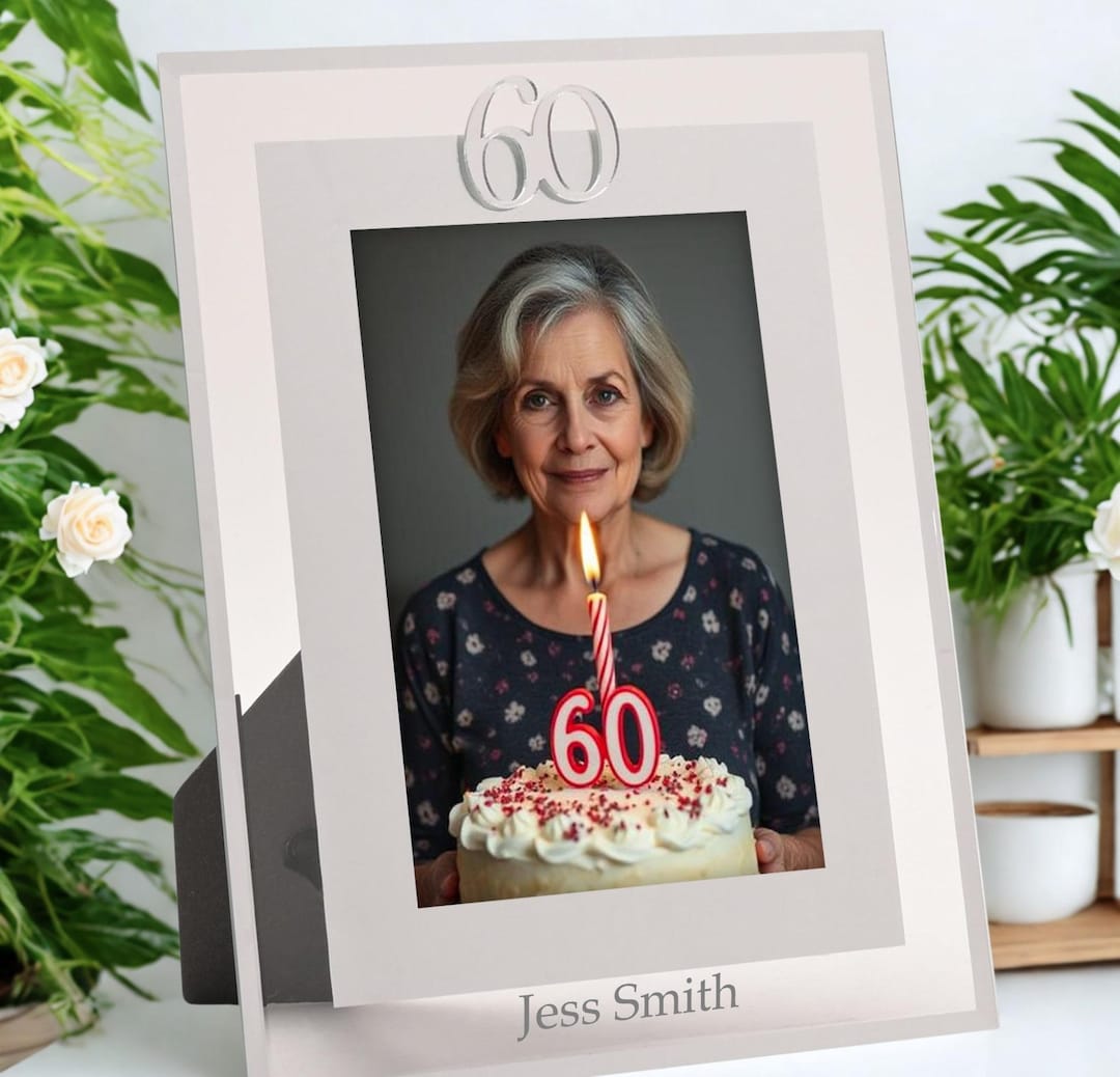 Personalised 60th Birthday Milestones Mirror Border Photo Frame – Photo ...