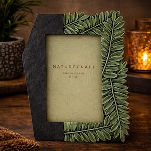 Naturecraft Flagstone Fern Leaf Resin Photo Frame 4" x 6" / 5" x 7"