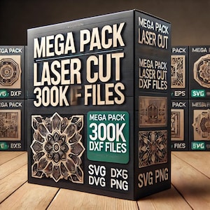 Mega Pack Laser Cut 300k dfx files – svg, aı, cdr, eps – CNC, Laser Cutting, Engraving, Plasma, Cricut Files