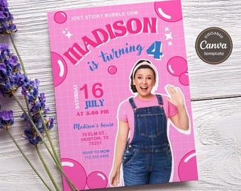 Printable Ms Rachel Birthday Invitation, editable first words invite, let's say party, first words invite template, 2nd second 3rd third