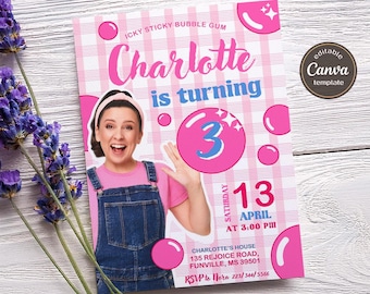 Printable Ms Rachel Birthday Invitation, editable first words invite, let's say party, first words invite template, 2nd second 3rd third