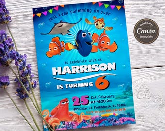 Printable Boy Birthday Invitation | nemo birthday invite | editable invitation | Instant Download | ocean birthday party