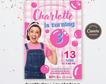 Printable Ms Rachel Birthday Invitation, editable first words invite, let's say party, first words invite template, 2nd second 3rd third