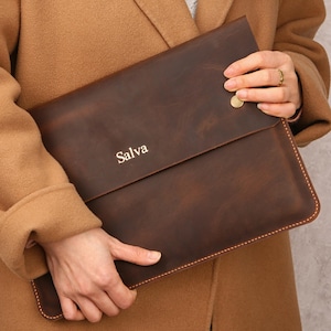 Housse en cuir personnalisée pour ordinateur portable pour macbook air m4 m5 15 13, housse en cuir pour macbook pro m4 m5 14 16 MAC05SF-B