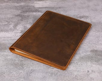 Personalized Leather Portfolio Padfolio, Letter Size A4 Notepad Organizer, Sturdy Writing Pad Folder，Custom Name Embossed T03-LA4PF