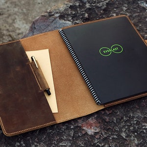 Personalized Leather Cover Folio Folder for Rocketbook Everlast ...