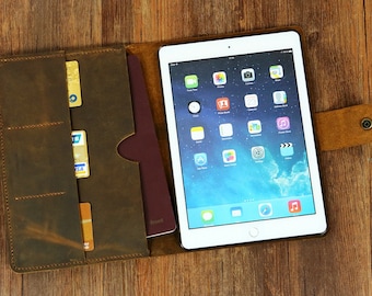 Personalized distressed leather iPad pro case cover / iPad mini case / iPad air case cover / leather iPad portfolio  IPD05NC