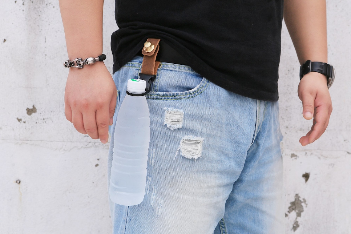 Vintage Leather Water Bottle Holder Belt Carrier for Walking Etsy