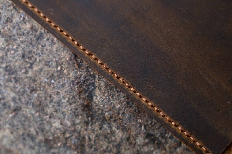 Handmade distressed leather MacBook pro laptop portfolio / retro leather business travel organizer case - MB05PDB image 5