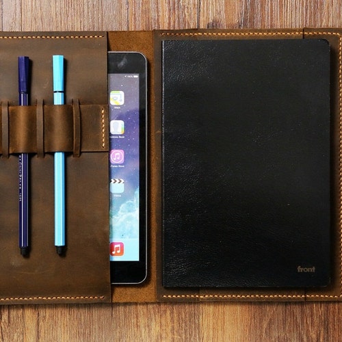 Ipad Pro Leather Portfolio Case With A4 Size Notepad Etsy