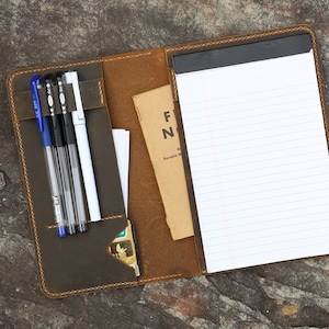 Personalizowana teczka na dokumenty z prawdziwej skóry w stylu retro, organizer na notatniki 5 x 8 cali z otwartą górną częścią NLP58C