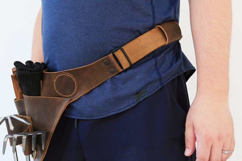 Personalized Leather Garden Tool Belt Distressed Leather Etsy