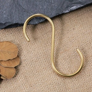 Heavy duty solid brass S hook for hanging plants , brass Pot Rack Hooks ,brass towel hook hat hooks H09-BGSH