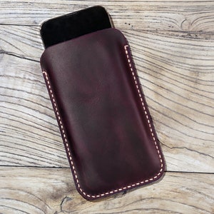 Premium leather thin cell phone cases , minimalist iphone luxury leather sleeve for iphone 15 Pro 14 plus 13 12 Pro Max X09-LPL05S