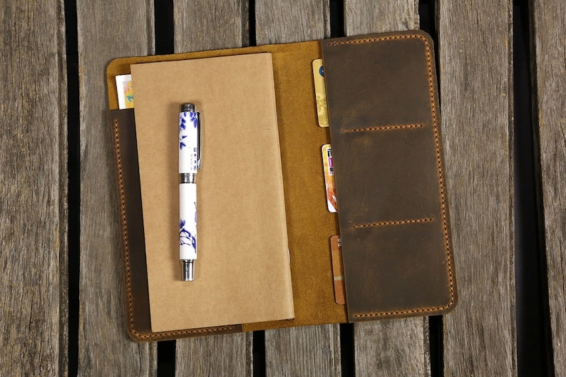 Personalized leather midori travelers notebook / midori style Etsy