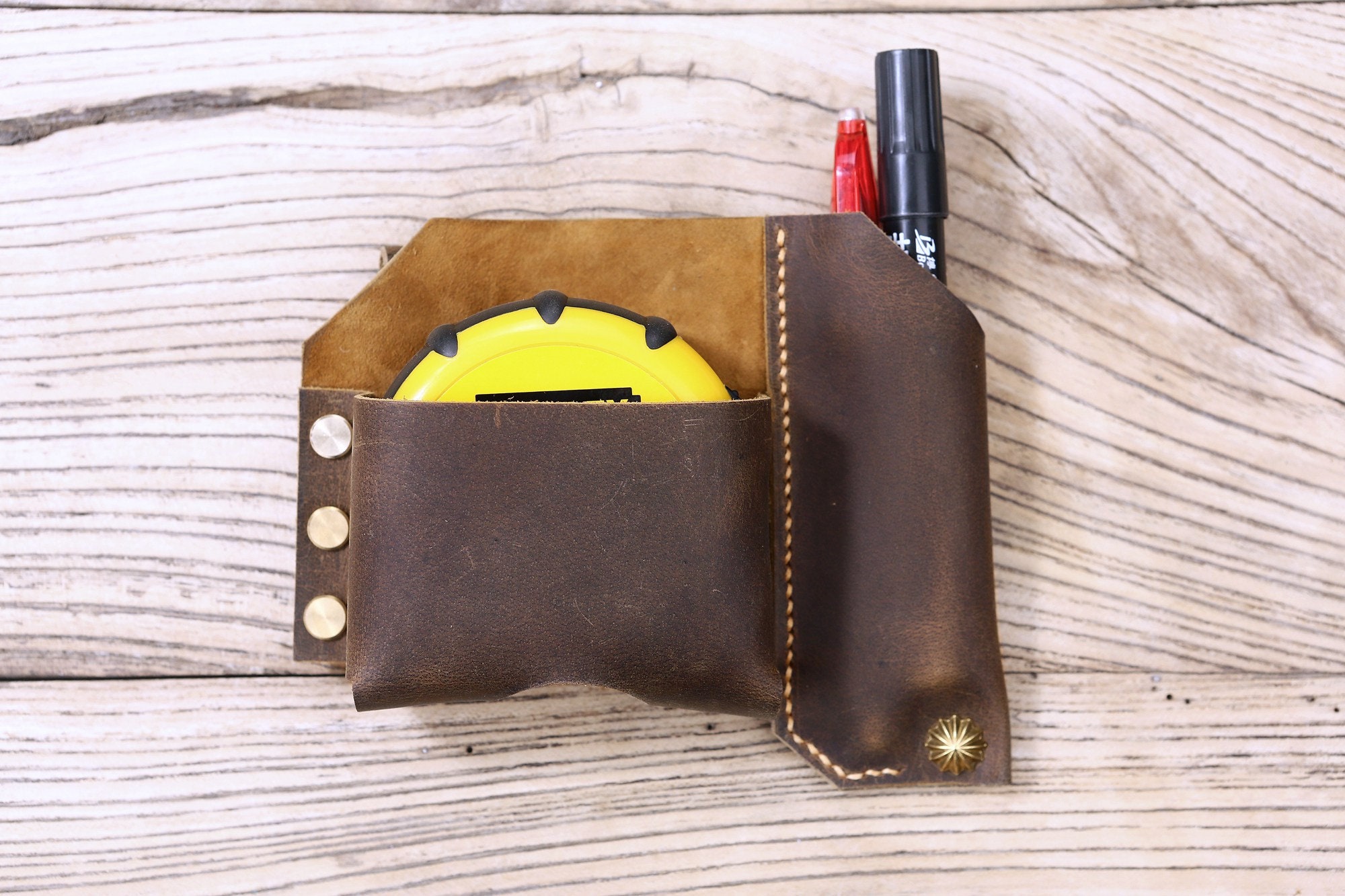 Personalized Full Grain Leather Tape Measure Holder Pouch Etsy Canada