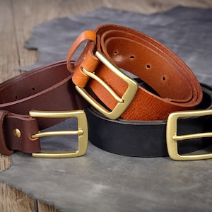 Personalized rustic brown black man leather belt ,  full grain vegetable tanned leather belt for mens , Brass Buckle belt MLBXXS
