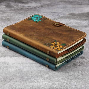 Personalized Leather Journal for women, A5 A6 6 ring Leather Refillable Planner Binder, leather binder planner V11-LA56FS