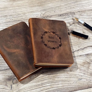 Personalized Leather Wedding Vow Books , his and her vow books booklet , Wedding ceremony keepsake  X07-LVXXW