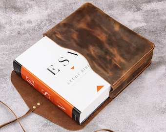 Leather Bible Pouch Case for ESV Study Bible, Custom Bible Case, Christian Gift