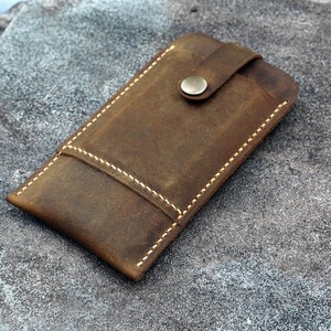 Porte-cartes portefeuille personnalisé en cuir effet vieilli vintage pour iPhone 13 12 mini 11 Pro Max X XS IP05SCP