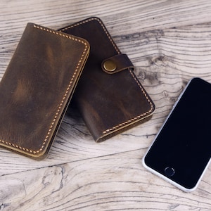 Capa tipo carteira personalizada de couro para iPhone SE 2020 / Capa tipo carteira vintage de couro envelhecido para iPhone SE 2 Z07-IP05SEWS