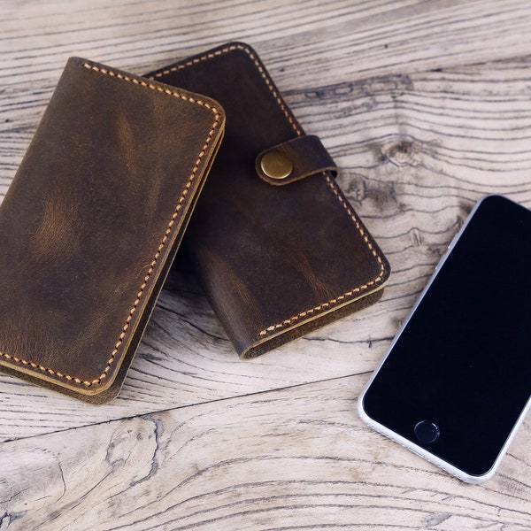 Housse portefeuille en cuir personnalisé iPhone SE 2020 / housse de portefeuille vintage en cuir détresse iPhone SE 2 Z07-IP05SEWS