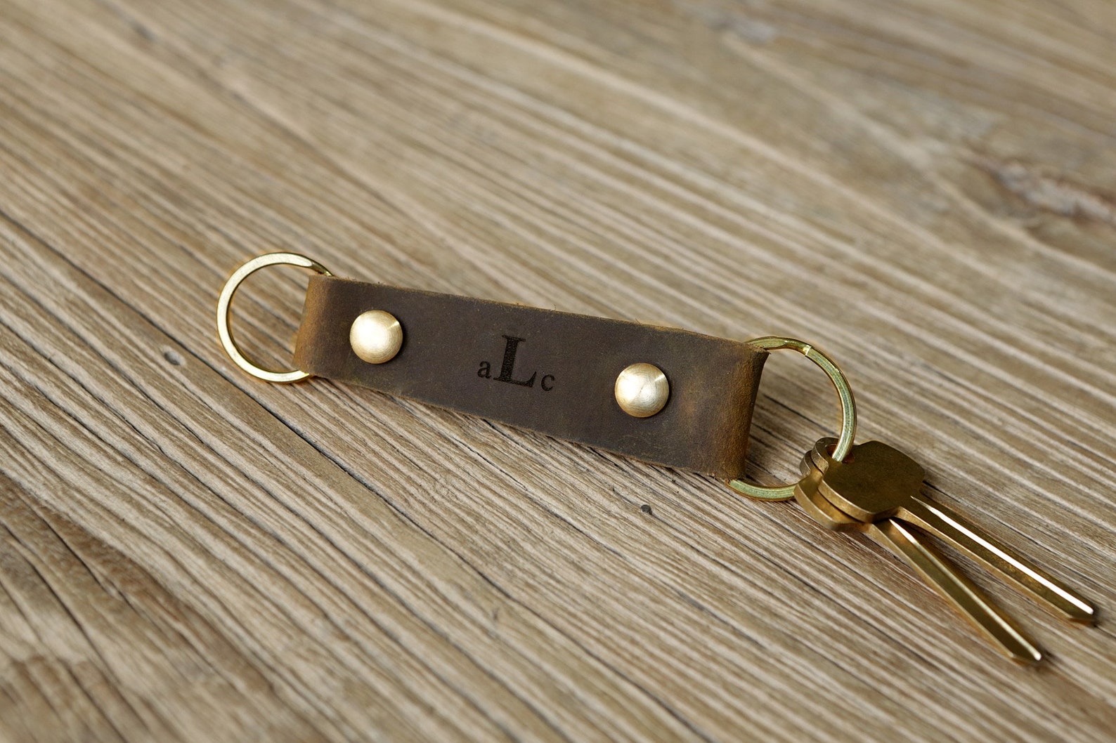 Personalized Brown Mens Leather Keychain Men Custom Car Key Etsy