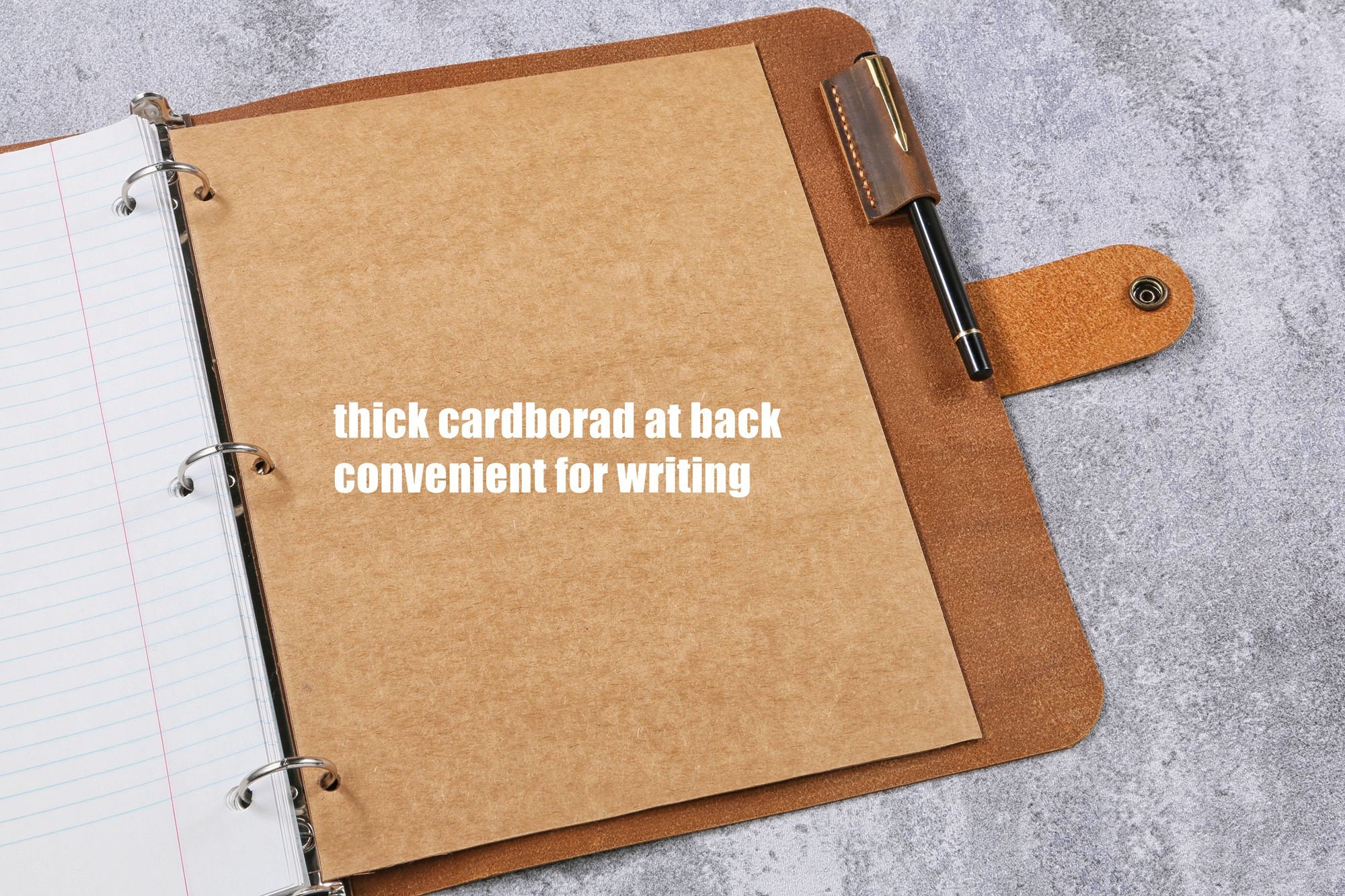Personalized leather 3 ring binder portfolio folder with pockets – DMleather