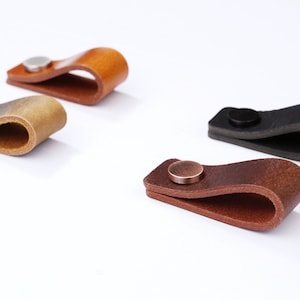 Full Grain Leather drawer pulls brown black leather cabinet pulls , leather dresser handles  Z03-LPS