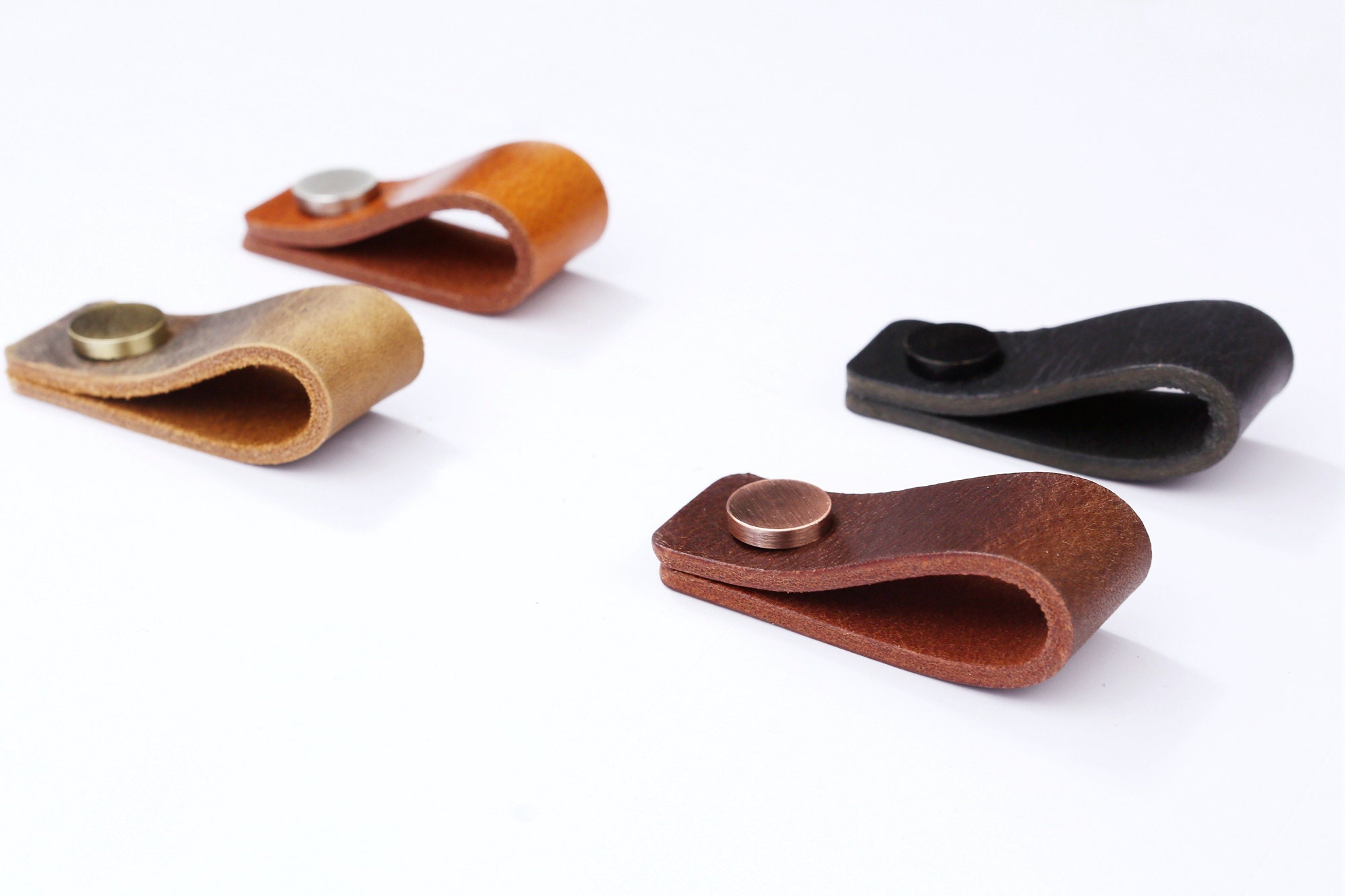 Full Grain Leather Drawer Pulls Brown Black Leather Etsy