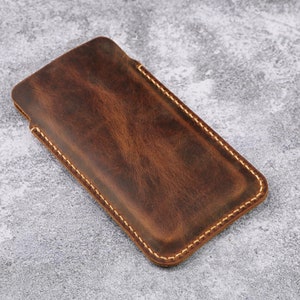 Funda de cuero para iPhone 16, 15, 14 Plus, cuero marrón desgastado para iPhone 16, 15, 14, 13, 12 Pro Max W12-IP05S