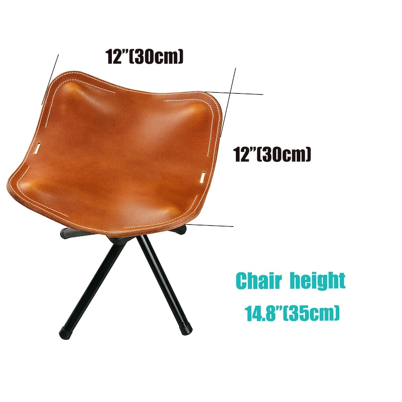 Taburete de camping de cuero hecho a mano, cómodo y plegable, ideal para senderismo y pesca V12-LXXST imagen 5