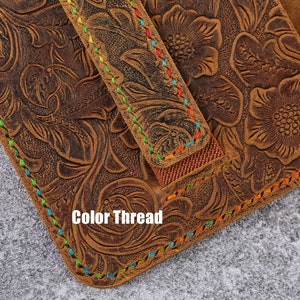 Women embossing leather kindle paperwhite 12th 11th case , Tooled leather 2024 Kindle 11th gen case cover, Kindle Oasis case W11-KD05CWP image 8