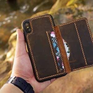 Leder iPhone 16 15 14 13 12 Pro Max Brieftasche mit Kartenfach , iPhone 16 15 14 Plus Pro Kartenhalter mit Passepartout ip05DWC