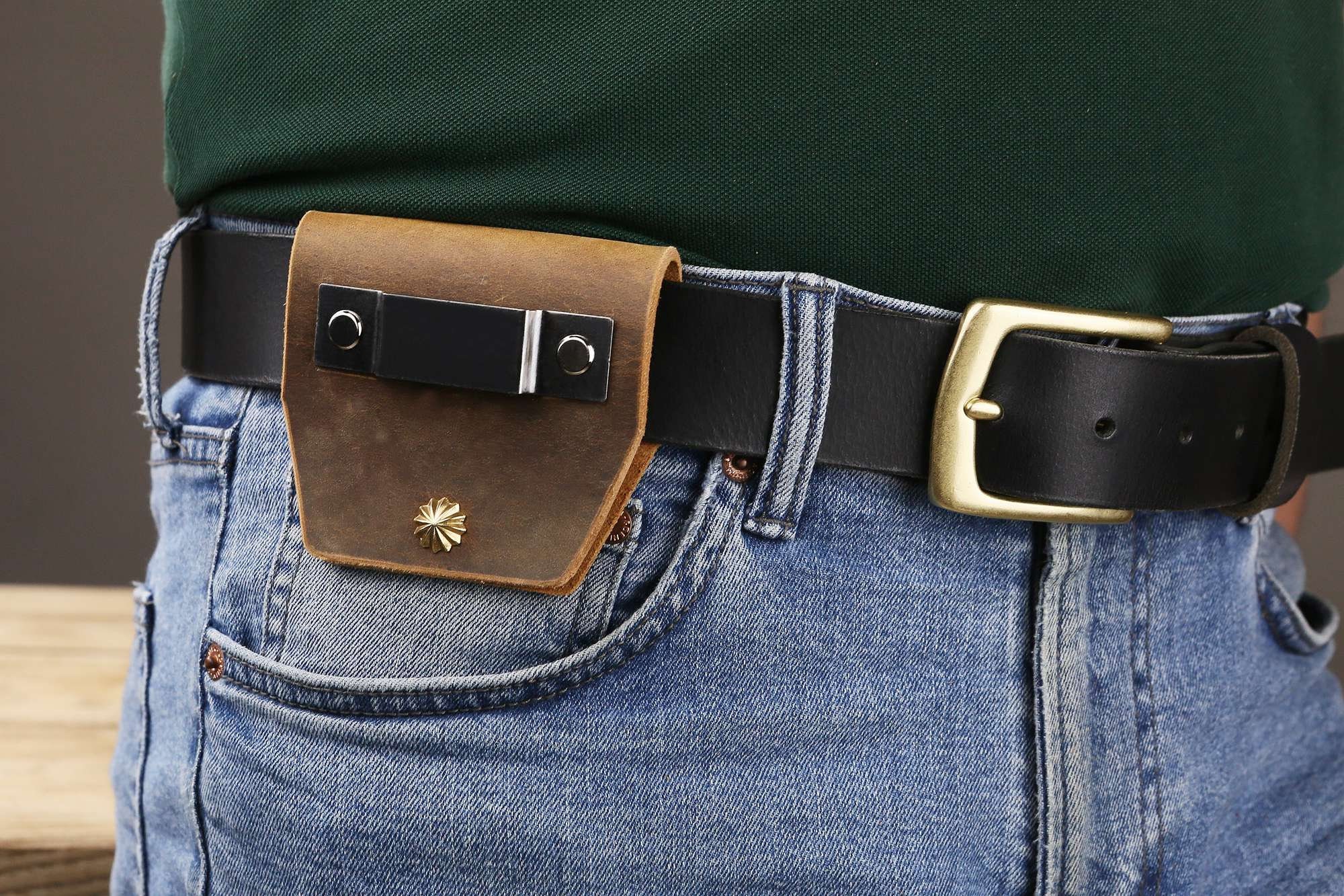 Personalized full grain Leather tape measure belt clip holster Etsy