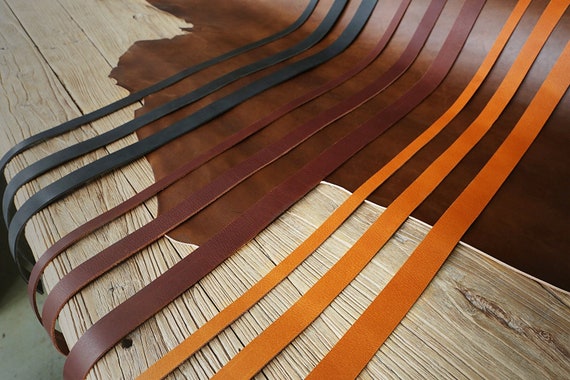 Black Brown vegetable tanned leather strap , veg tan full grain leather strip , 9 / 10 Oz (3.5 / 4mm) thickness ,39 inch (1m) long LSX135V