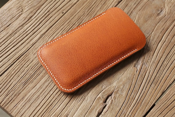 IPhone Slim Leather Sleeve, iPhone 15 Pro Max Leather Case, iPhone 14/13  Pro Italian Leather Holder, Custom Leather Cover for All Models 