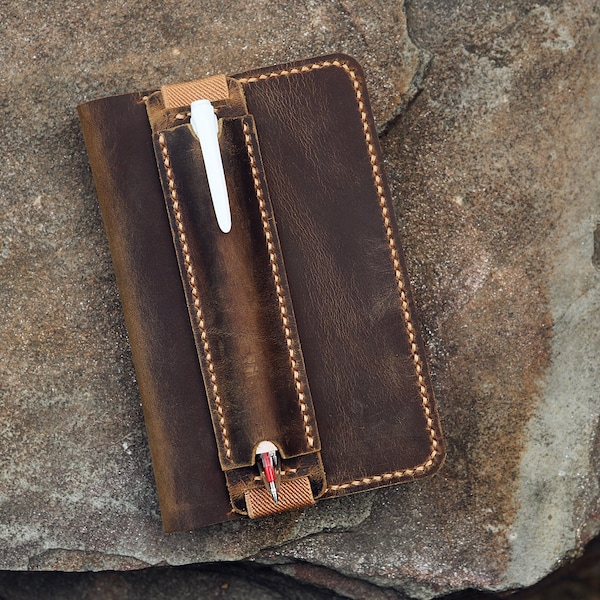 Personalisierte Distressed Leder Moleskine Hülle für Moleskine Cahier Volant Journal 3.5 x 5.5 inch MA605DIS