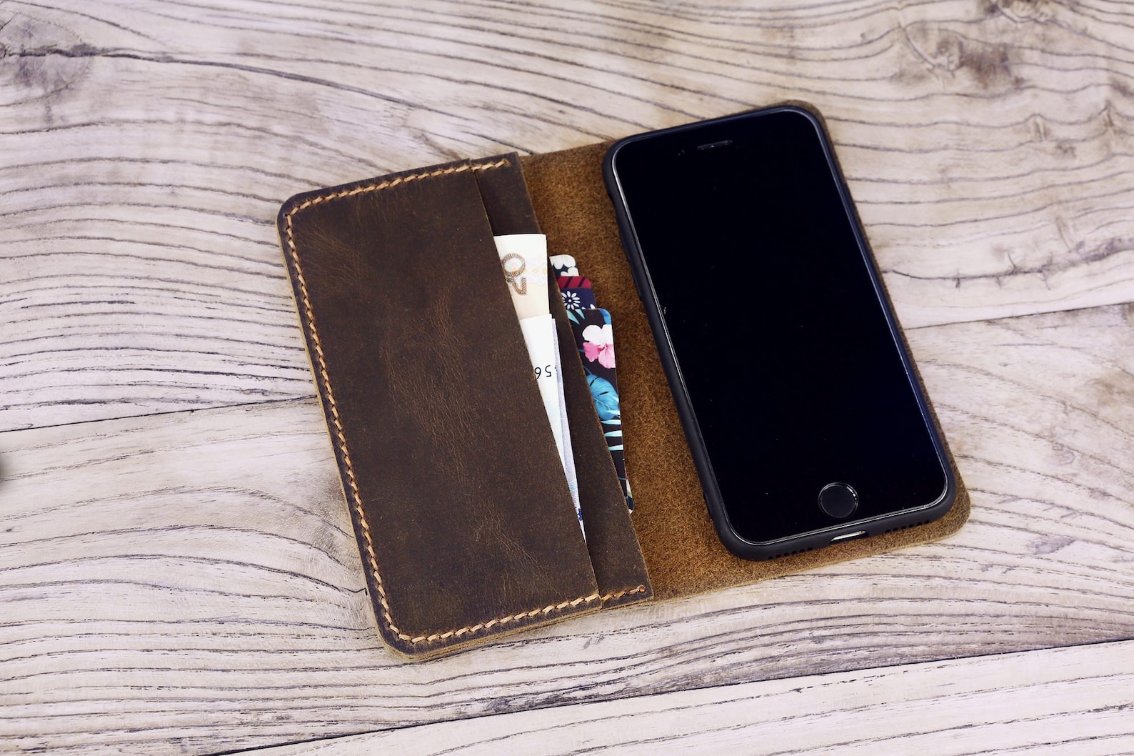 Personalized Leather Iphone SE 2020 Wallet Case / Vintage Etsy