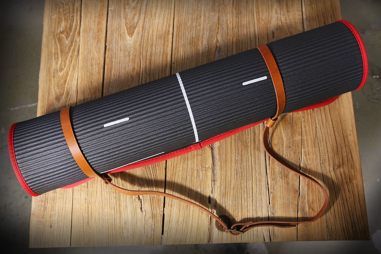 Vegetable Tanned Leather Yoga Mat Strap Brown Black Leather Etsy